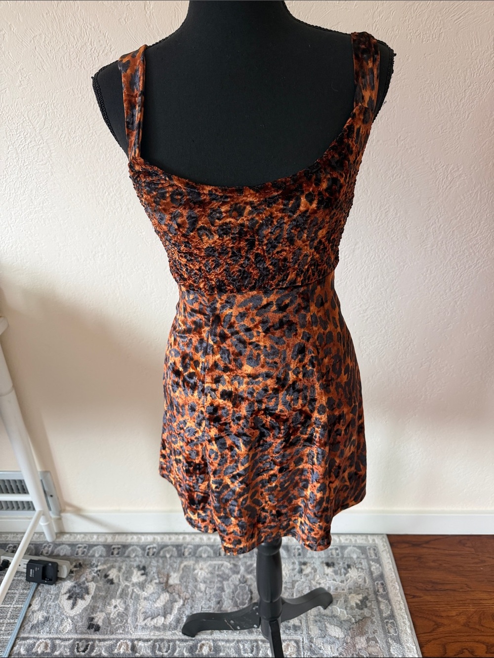 EUC FREE PEOPLE Leopard Print Sleeveless Mini Dress - Brown/Black XS